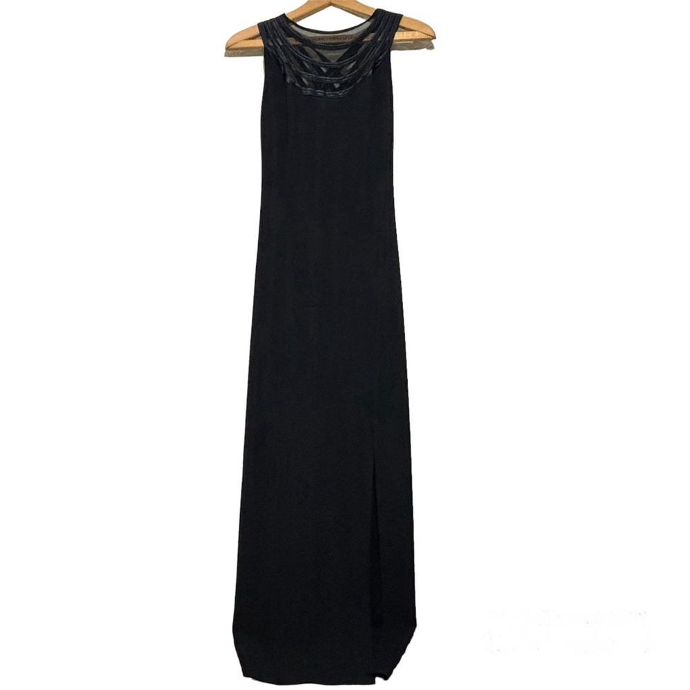 Harrods Black Maxi Dress with Sheer Yoke
